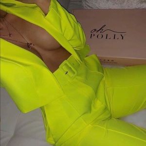 Highlighter yellow two piece suit never worn